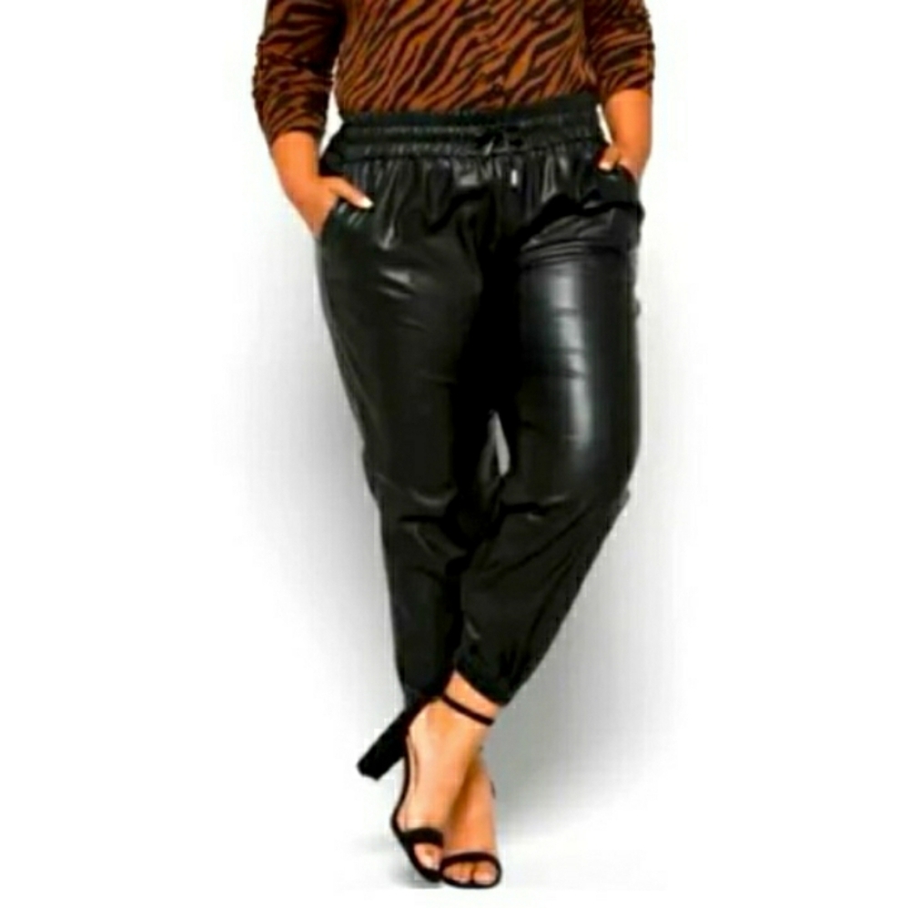 Dex Women's Black FAUX LEATHER Jogger Pants NWT SIZE 3XL - Picture 7 of 7